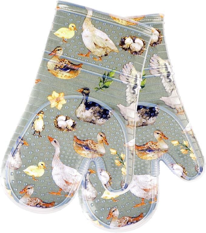 Oven Mitts Set of 2 with Transparent Clear Silicone Shell and Nice Duck - Image 7
