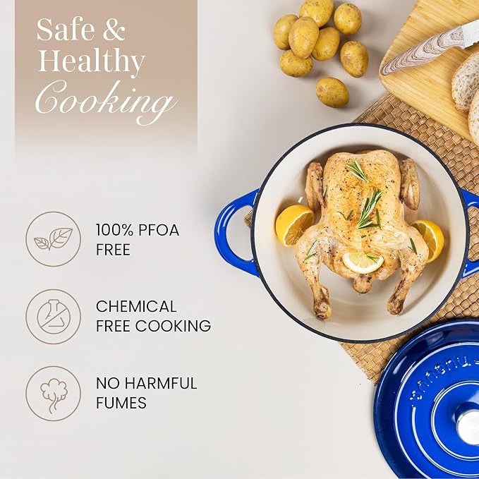 Cast Iron Pot with Lid – Non-Stick Ovenproof Enamelled Casserole Pot, Oven Safe - Image 4