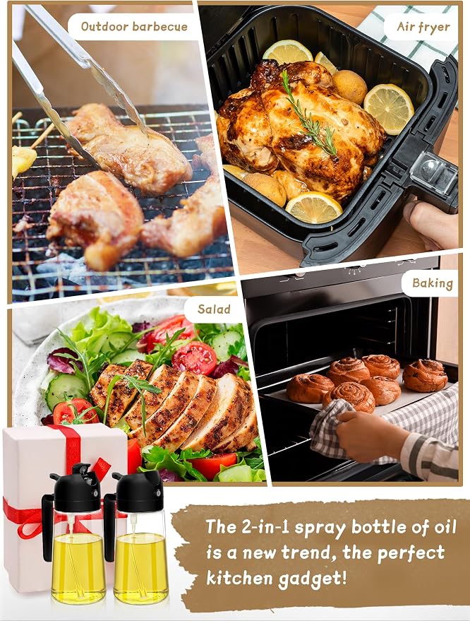 Kitchen Gadgets Oil Sprayer for Cooking 2pcs, Oil Dispenser for Kitchen - Image 7