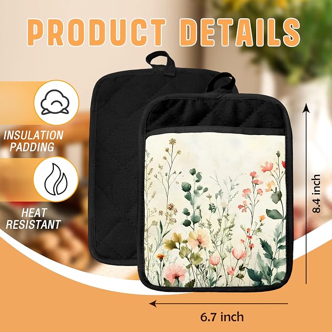 Watercolor Rustic Floral Pot Holders - Image 2