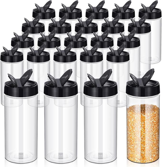 Zhehao 24 Pieces Plastic Spice Containers Plastic Spice Bottles Clear Reusable by Zhehao