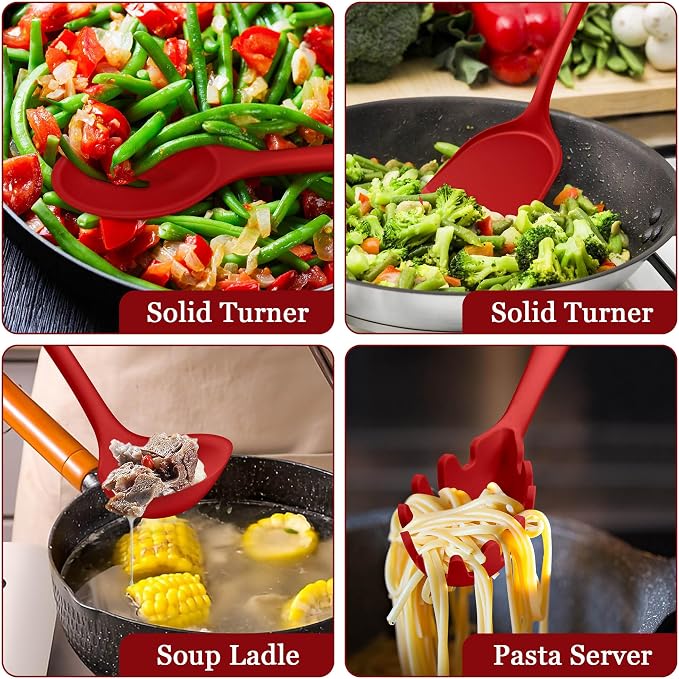 LIANYU 8-Piece Kitchen Utensils Set, Silicone Cooking Utensil Spatula Sets - Image 6