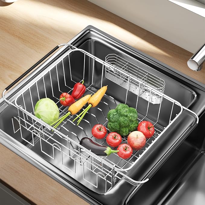 Fanbsy Dish Drying Rack in Sink, Extendable Stainless Steel Dish Drainers - Image 8