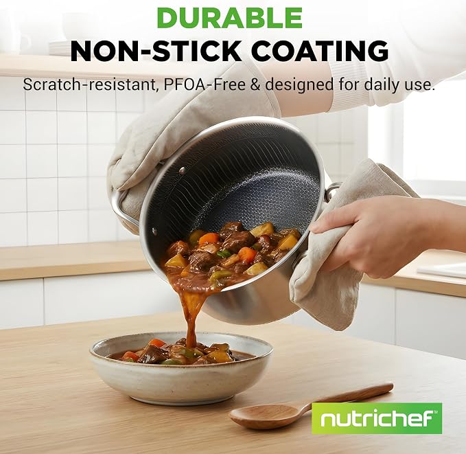 NutriChef 5 QT Stainless Steel Stew Pot - Image 3