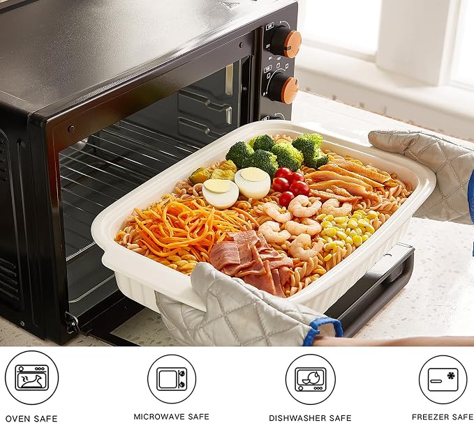 Large Baking Dish with Lid, 5.5 Quart Lasagna Pan with Lid, 13.5x9 inch Ceramic - Image 5