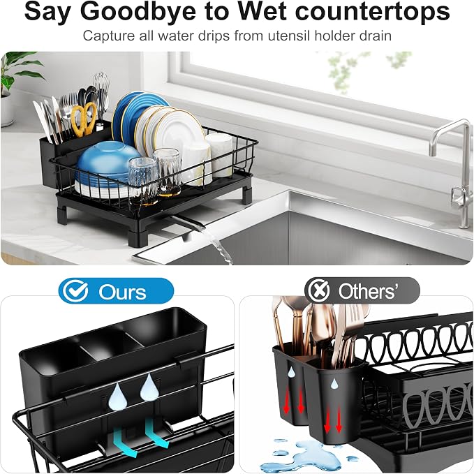 GSlife Small Dish Drying Rack for Kitchen Counter - Image 5