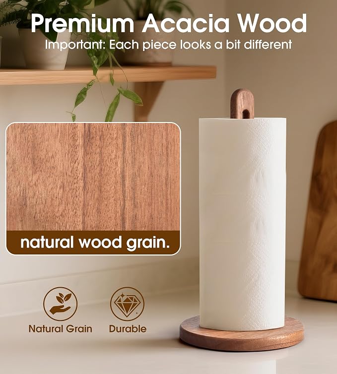 Acacia Wooden Paper Towel Holder Stand - Image 4