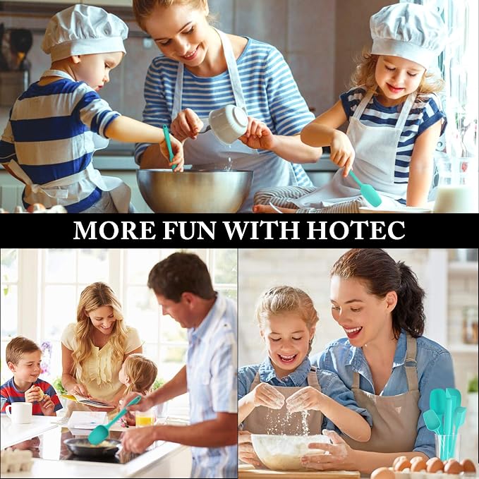 HOTEC 600℉ Heat Resistant BPA-Free Silicone Rubber Spatula Set, Kitchen Cooking - Image 7