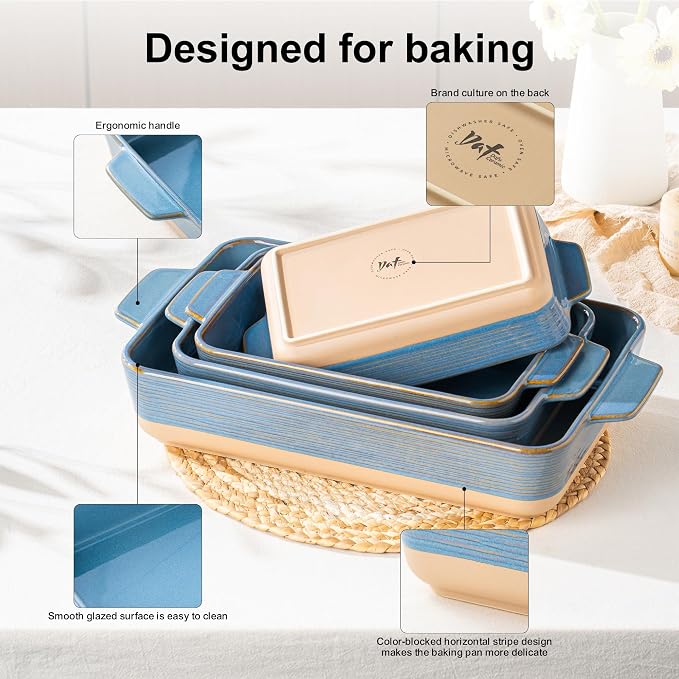 Dafuceramic Casserole Dishes for Oven, Baking Dishes, Ceramic Bakeware Sets of 4 - Image 6