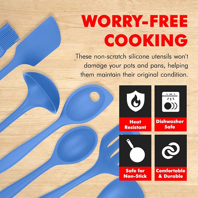 Chef Craft 7 Piece Blue Premium Silicone Kitchen Tool Set - Image 3