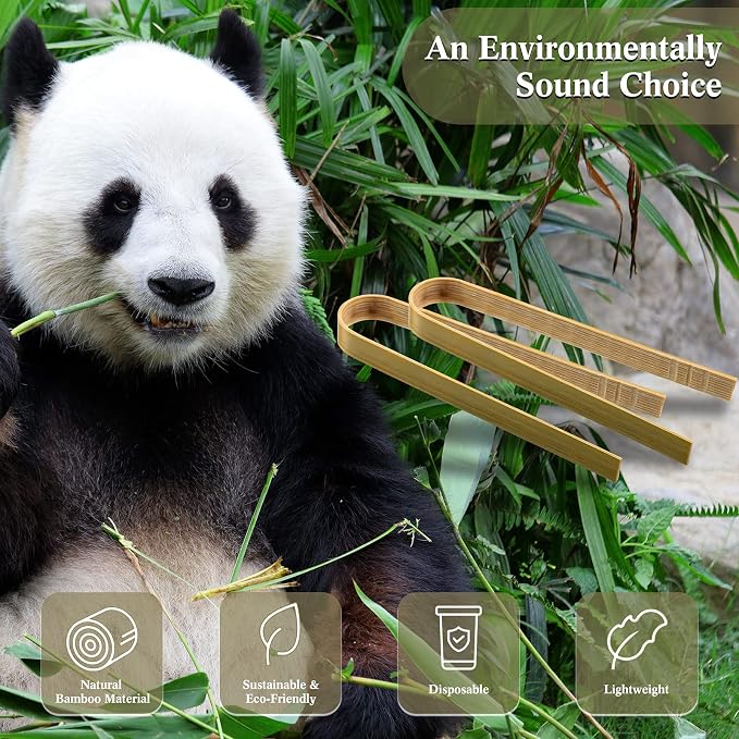 150 Pieces Mini Bamboo Disposable Tongs 4 Inch Bamboo Toast Tong Wooden Cooking - Image 7