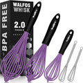 Walfos Whisk, Silicone Whisks Set of 5, Mini Stainless Steel Whisk 7+5in & Non by Walfos