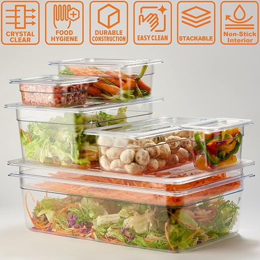 CURTA 6-Pack 1/9 Size 4" Deep NSF Polycarbonate Food Pans | Dishwasher & - Image 6