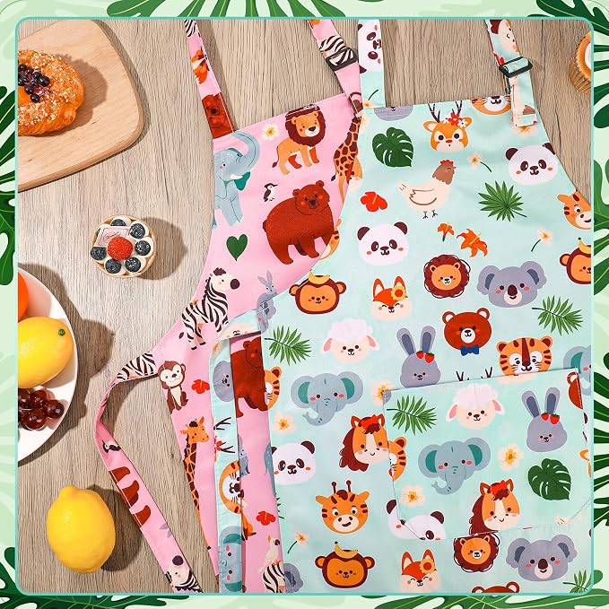 2 Pack Kids Apron, Cute Cooking Aprons, Waterproof Art Apron - Image 5