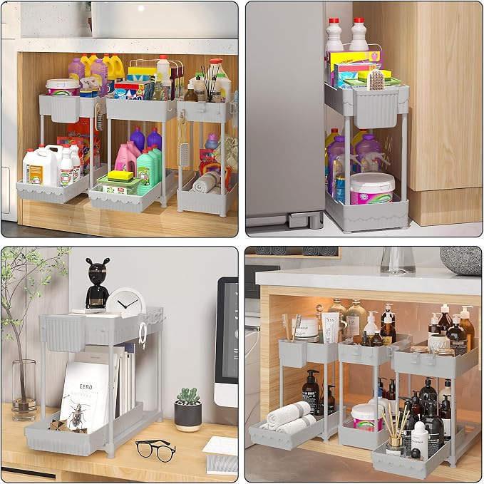 Sevenblue 3 Pack Under Sink Organizers, 2-Tier Multi-Use Kitchen and Bathroom - Image 6