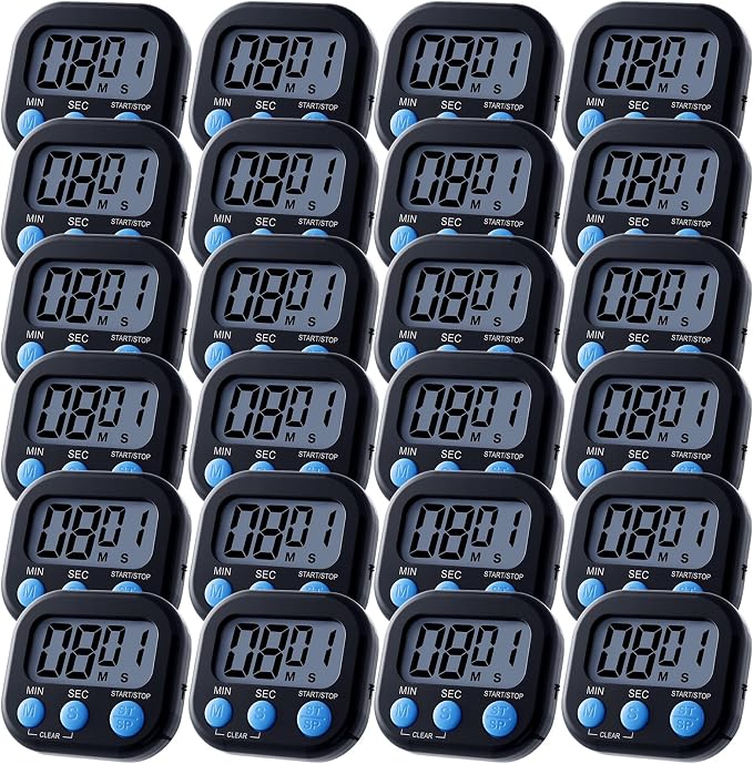 Leumoi 24 Pcs Digital Kitchen Timers Magnetic Back Timers Bulk Large Screen by Leumoi