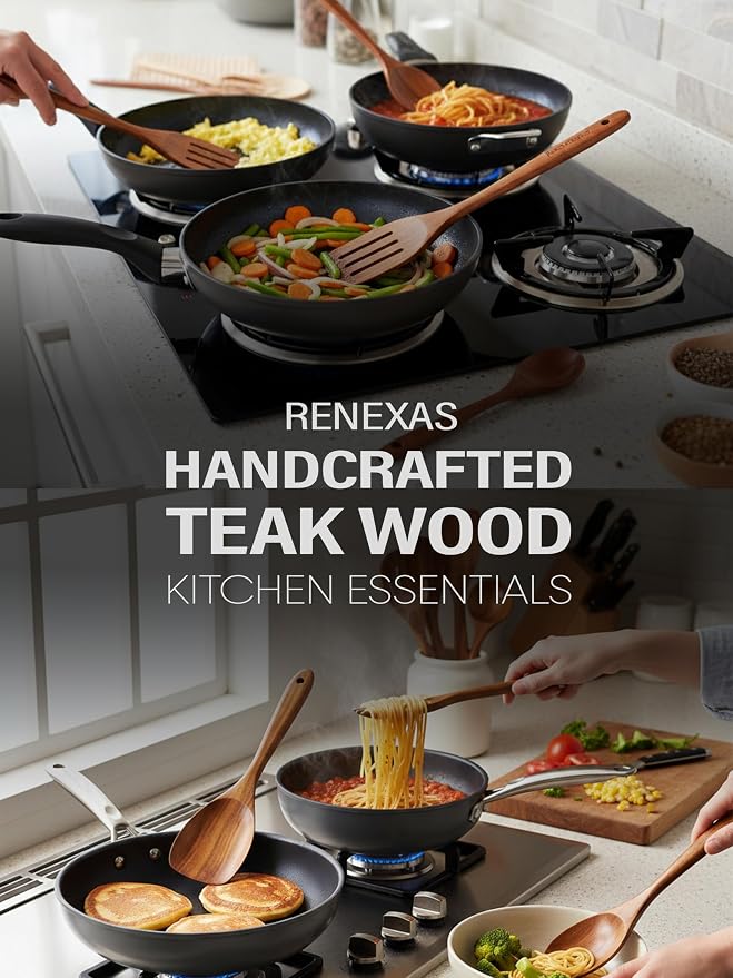 12-Piece Teak Wooden Kitchen Utensil Set – Nonstick Safe Cooking Spoons & - Image 5