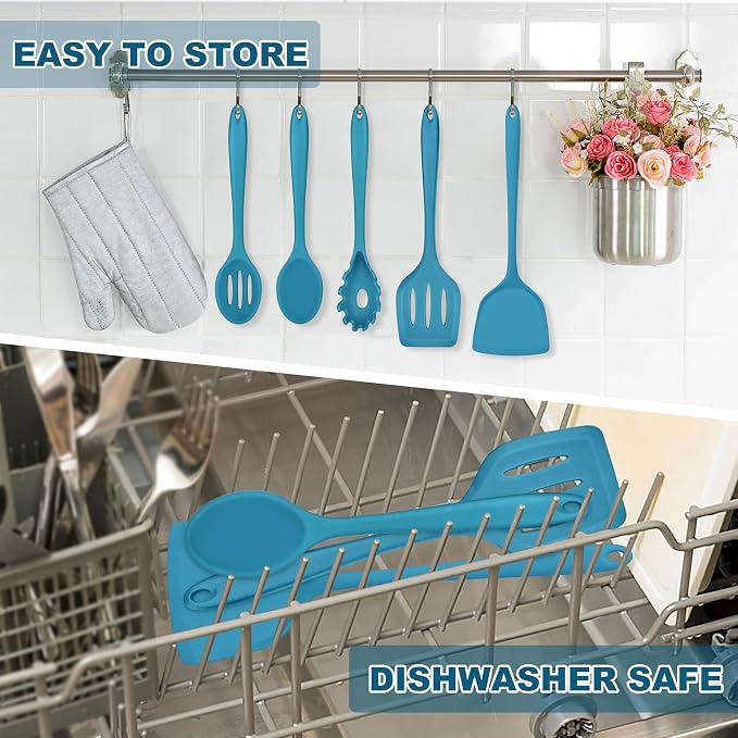 TeamFar Silicone Cooking Utensils Set, 5-Piece Heat Resistant Kitchen Utensils - Image 7