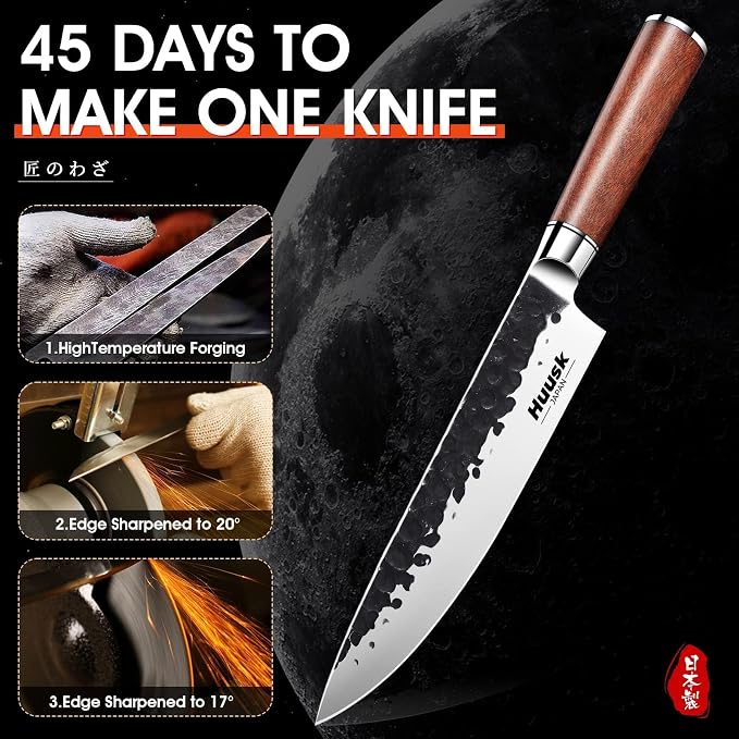 Huusk Japanese Chef Knife 8 Inch Gyuto Knife, Professional Sharp Kitchen Knives - Image 3