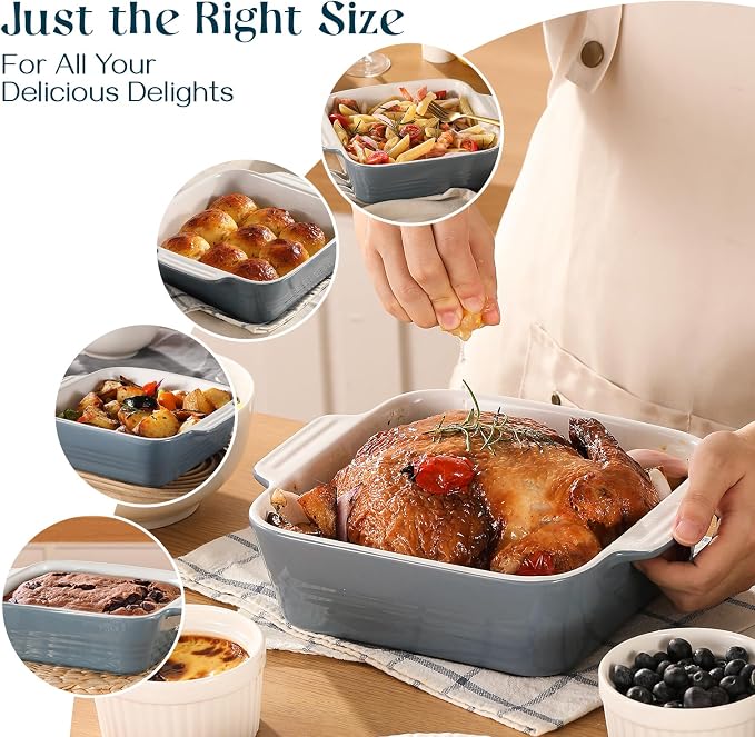 DOWAN 8x8 Baking dish, Square Baking Pan, Ceramic Casserole Dishes - Image 7