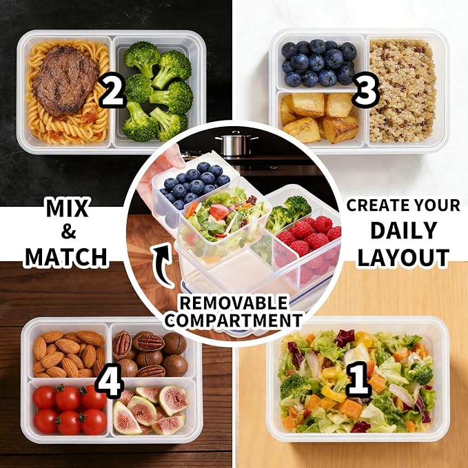 KIGI Meal Prep Containers for Adult Lunch & Snacks, Leak-Proof, BPA-free Plastic - Image 2