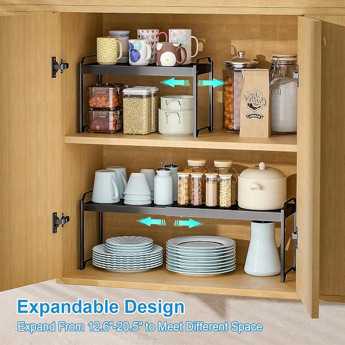 4 Pack Kitchen Cabinet Shelves Organizers, Kitchen Counter Storage Shelf Spice - Image 4