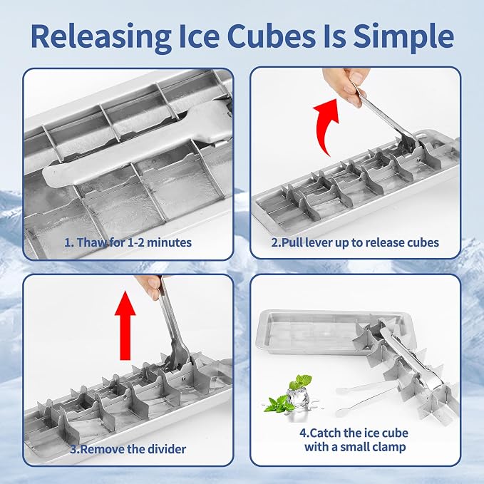 Stainless Steel Ice Cube Trays for Freezer, 18-Slot Vintage Inspired Design - Image 4