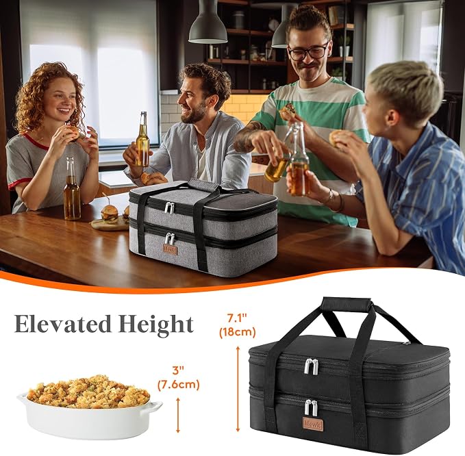 Lifewit Insulated Double Decker Casserole Carrier, Expandable Lasagna Lugger - Image 4