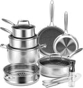 VONIKI Hybrid Tri-ply Stainless Steel Cookware Set, Pots And Pans Set Non Stick by VONIKI