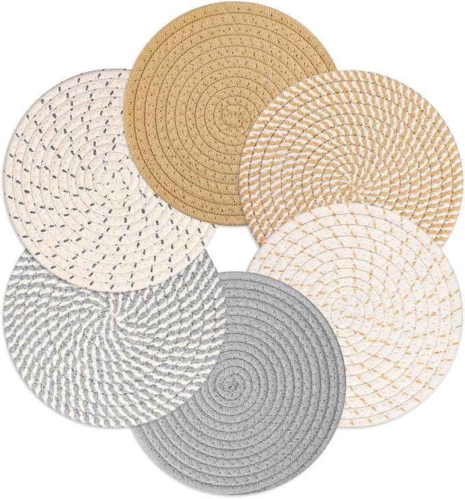 Billbotk 8" Trivets for Hot Dishes, Hot pots and Pans, 6 Heat Resistant Hot Pads by Billbotk