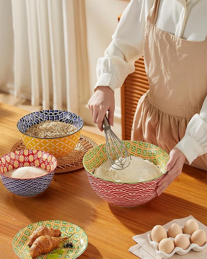 Metahom Ceramic Mixing Bowls for Kitchen, Colorful Nesting Bowls, Large Serving - Image 4