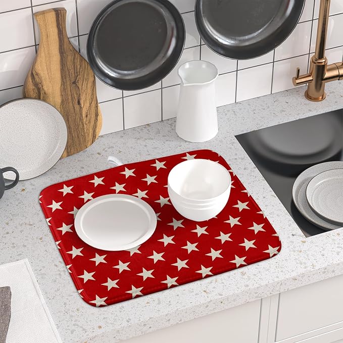 Patriotic July of 4th Red Star Dish Drying Mat - Image 6
