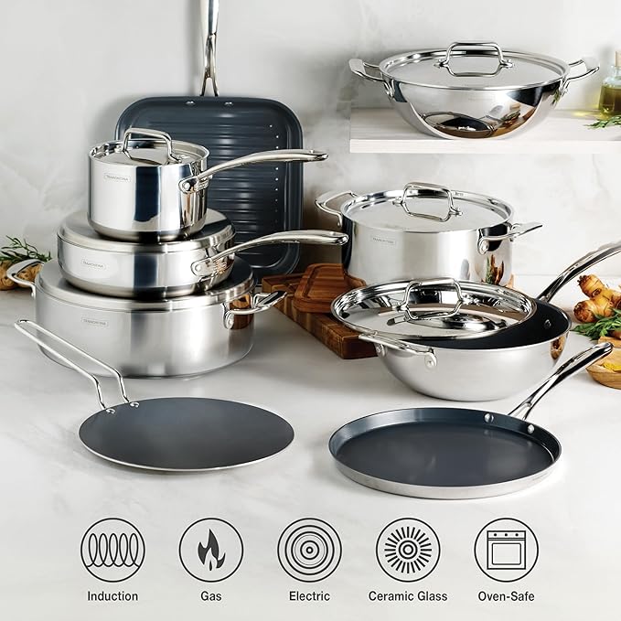 Tramontina Utsava Tri-Ply Clad Stainless Steel 6.5-Quart Casserole - Image 5