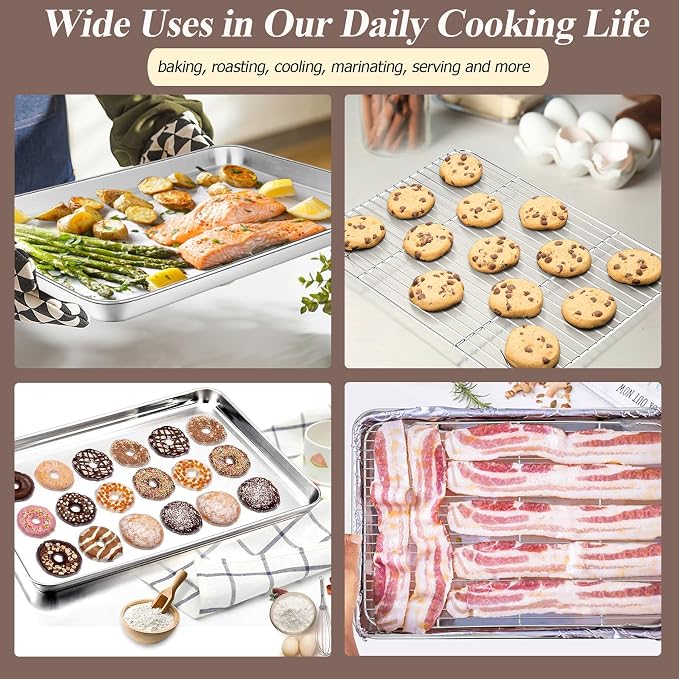 TeamFar Baking Sheet with Rack Set, Stainless Steel Baking Pan Cookie Sheet - Image 7