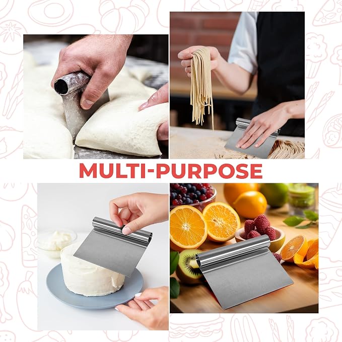 Bench Scraper for Baking, Food Scraper Stainless Steel Blade Dough Cutter - Image 5
