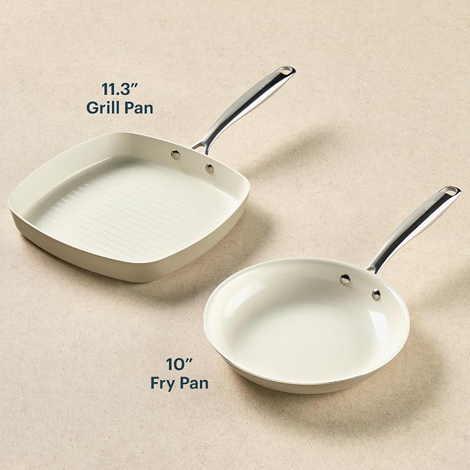 Pyrex 3-Piece Ceramic Cookware Fry Pan & Saucepan Set - Image 3