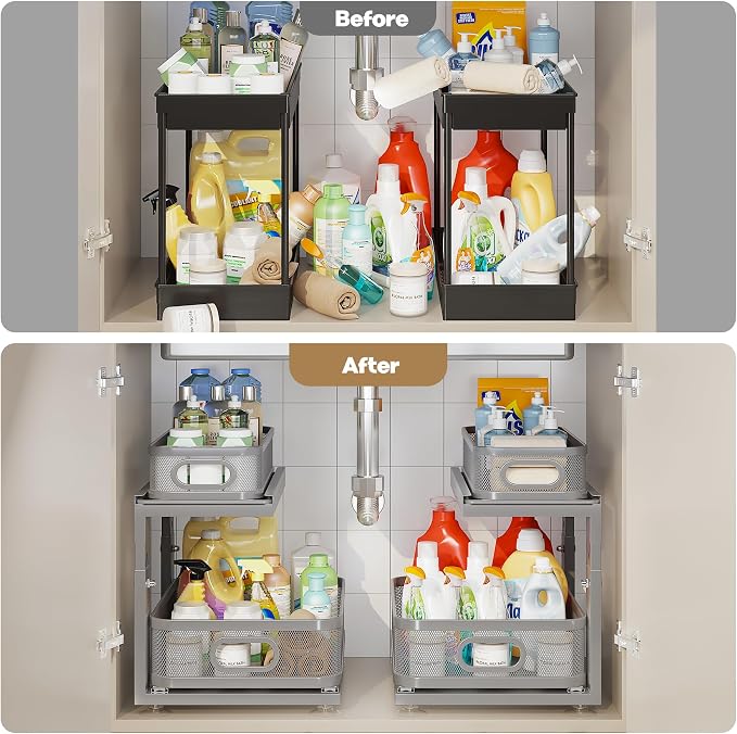 2 Pack 15.5IN-Depth Under Sink Organizer - Image 6