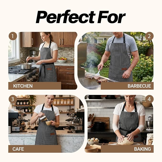 2Pack Adjustable Kitchen Apron for Women Men - Image 7