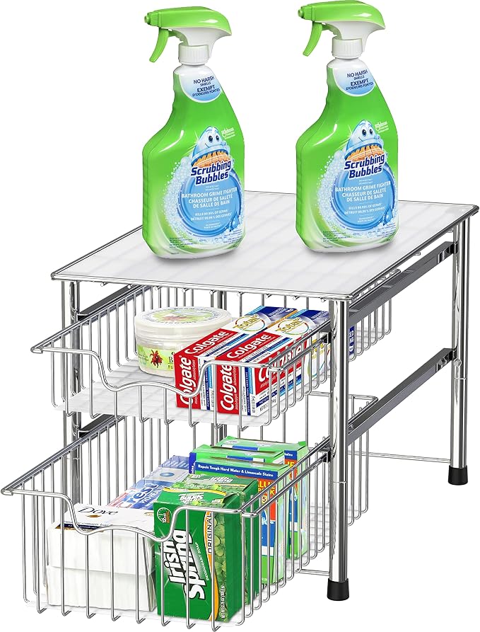 Simple Houseware Stackable 2 Tier Sliding Basket Organizer Drawer - Image 5