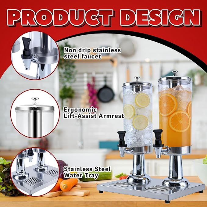 2-Gallon Drink Dispenser with Stainless Steel Drip Tray - Image 5