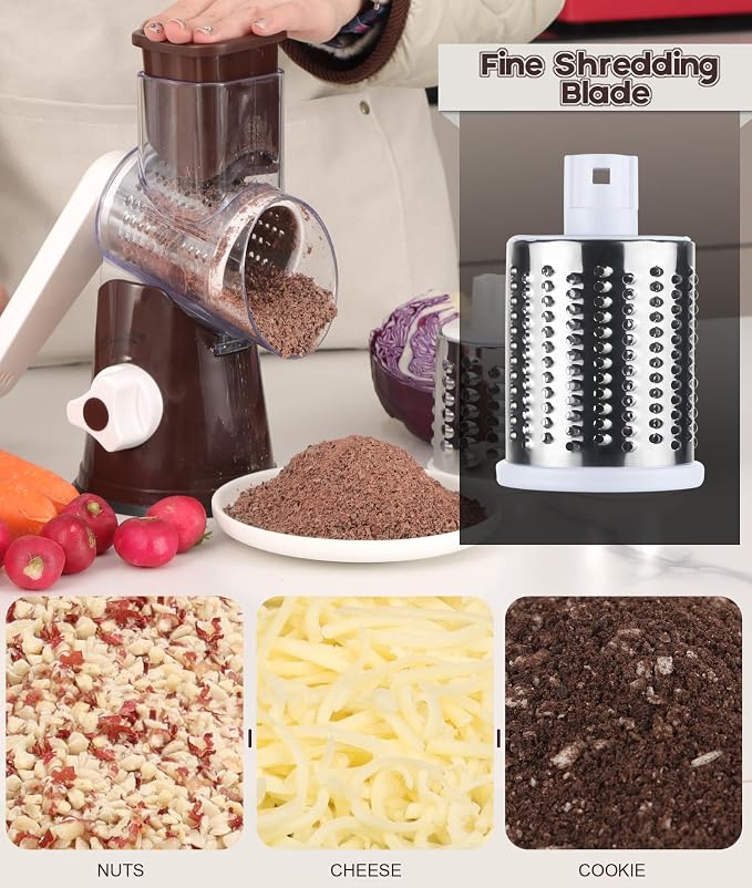 Ourokhome Rotary Cheese Grater Hand Crank, Kitchen Shredder Speed Mandolin - Image 5