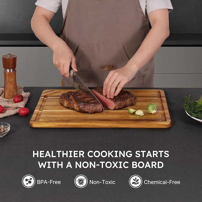 3 Pack Teak Wood Cutting Board Set - Image 7