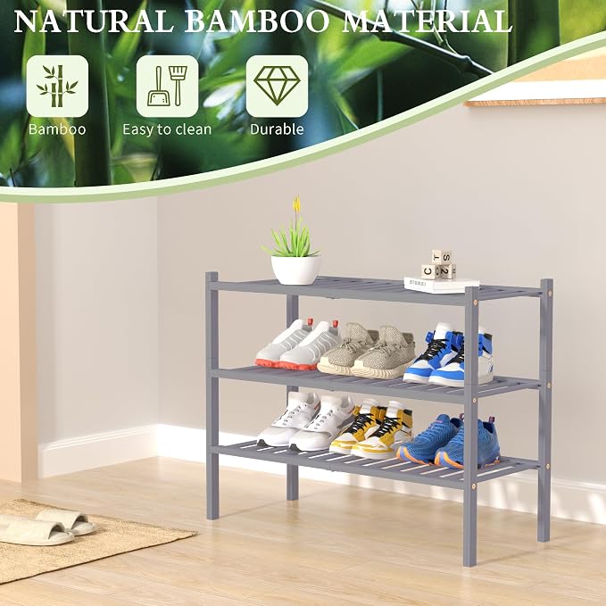 ROMGUAR CRAFT 3 Tier Bamboo Shoe Rack - Image 6