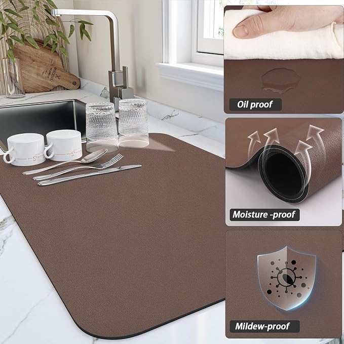 HotLive Dish Drying Mat for Kitchen Counter, Heat Resistant Drainer Mats - Image 3