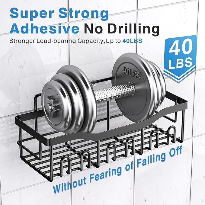 Shower Caddy 2 Pack, Adhesive Shower Organizer - Image 4