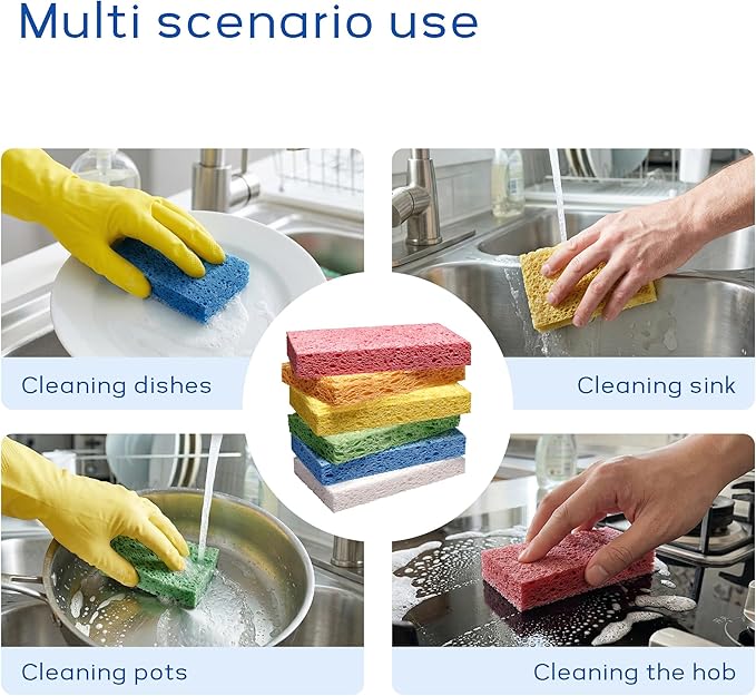ARCLIBER Cellulose Sponges, Heavy Duty Scrub Kitchen Sponge No Scratching - Image 6