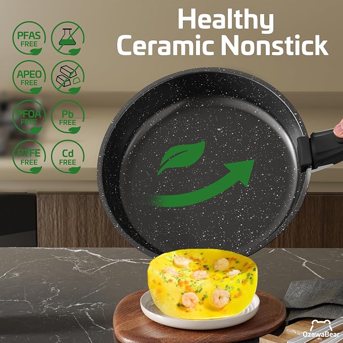 23 Pcs Pots and Pans Set Non Stick, Ceramic Cookware Set Non Toxic - Image 3