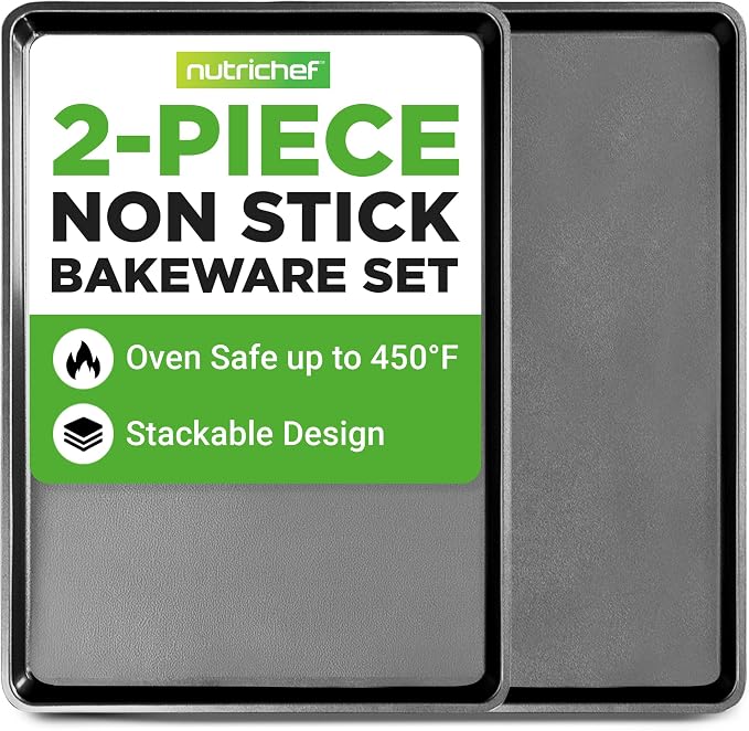 NutriChef 2-Piece XL Mega Cookie Sheet Baking Pans Set by NutriChef%E2%84%A2Kitchen