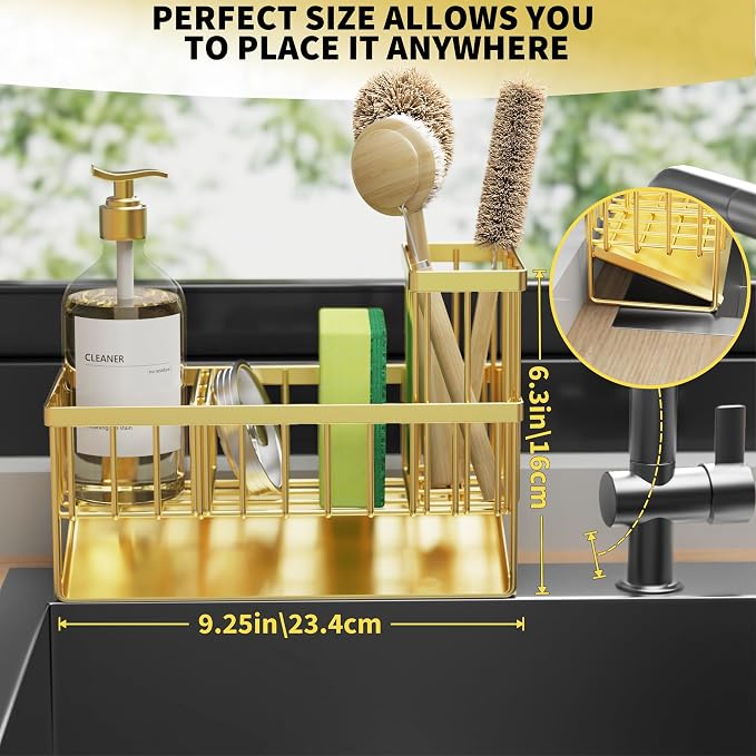 Cisily Gold Kitchen Sink Caddy Organzier - Image 2
