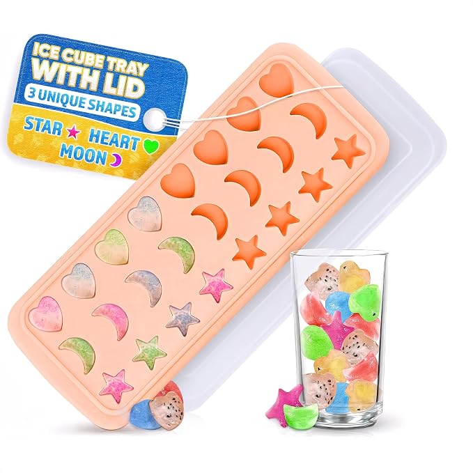 Mini Star Ice Cube Tray with Lid – Stars, Moons & Hearts that Just Pop Right by ALPENKOK